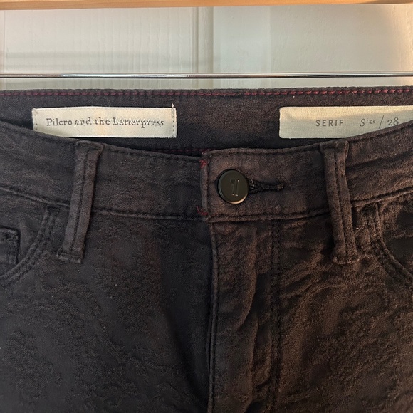 Pilcro and the Letterpress Black Lace Detail Jeans Size 28 - Picture 5 of 7